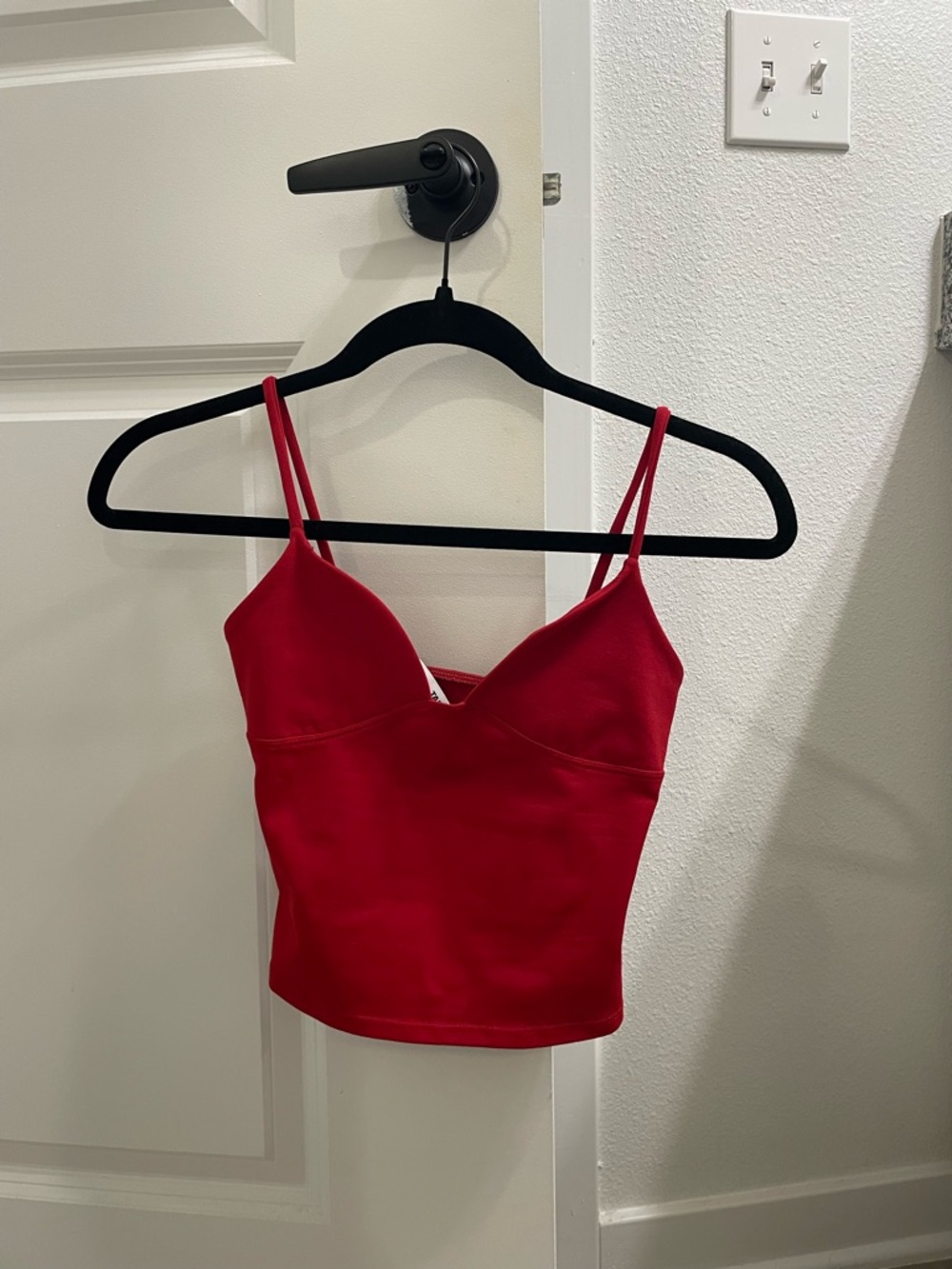 Red Spaghetti Strap Cropped Cami Top